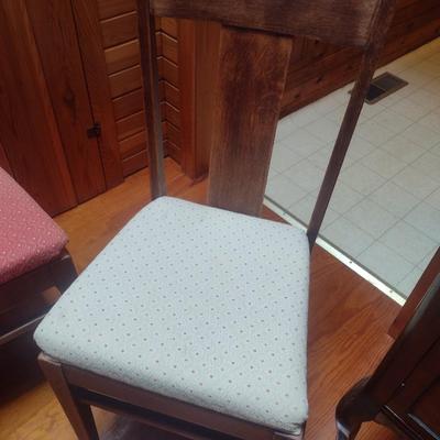 Set of Four Antique Oak Dining Chairs with Upholstered Seat