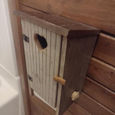 Folk Art Birdhouse Toilet Paper Dispenser
