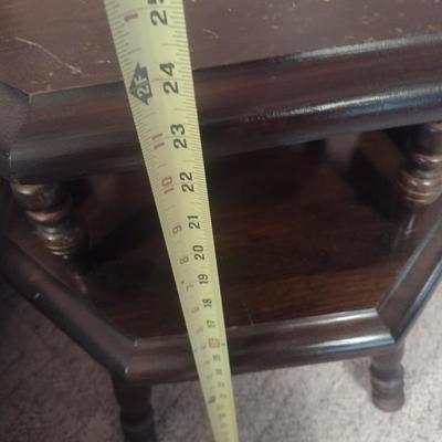 Solid Wood Hexagonal Double Tier Side Table