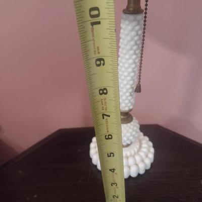 Vintage Milk Glass Hobnail Candlestick Design Table Lamp