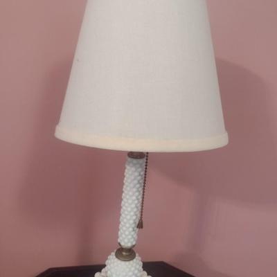 Vintage Milk Glass Hobnail Candlestick Design Table Lamp