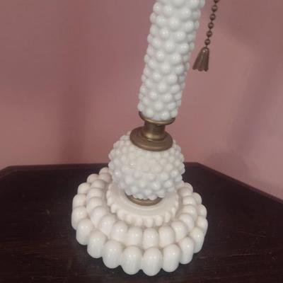 Vintage Milk Glass Hobnail Candlestick Design Table Lamp