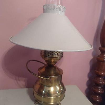Vintage Brass Smudge Pot Post Table Lamp