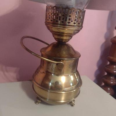 Vintage Brass Smudge Pot Post Table Lamp