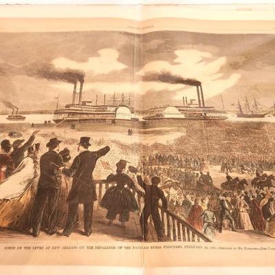 Lot #251 Harper's Weekly 1863 "Scene on the Levee at New Orleans on the Departure of the Paroled Rebel Prinsoners"
