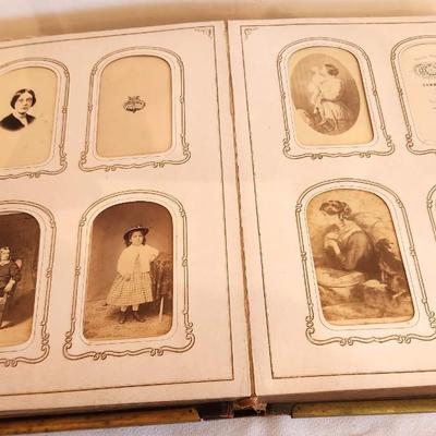 Lot #252 Antique Leather Photo Album - many cdvs/photos - 19th century