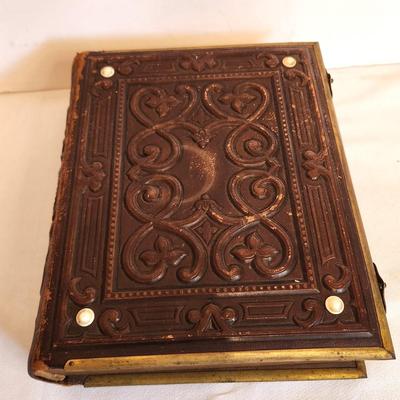 Lot #252 Antique Leather Photo Album - many cdvs/photos - 19th century