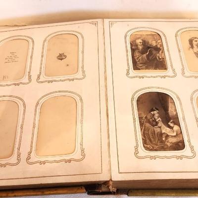 Lot #252 Antique Leather Photo Album - many cdvs/photos - 19th century