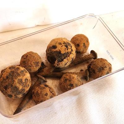 Lot #256 Small collection of Civil War era "Grapeshot" and nails - dug artifacts