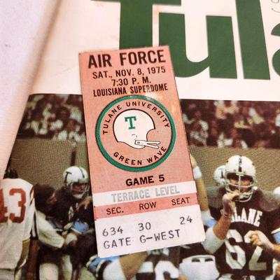 Lot #258 Tulace vs Air Force - November 1975 - Program and Ticket Stub