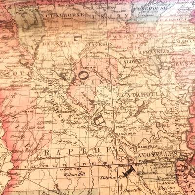 Lot #260 Fabulous Color 1866 Map of Louisiana, Mississippi, and Arkansas