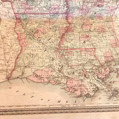 Lot #260 Fabulous Color 1866 Map of Louisiana, Mississippi, and Arkansas