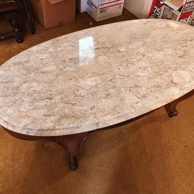Lot #261 Queen Anne Style Coffee Table - Marble Top - made in Italy