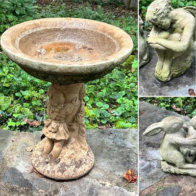 Cement Birdbath & Garden Sculptures (BY-RG)