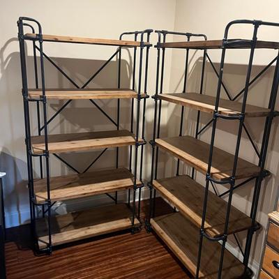 Two Steel & Wood Industrial Style Shelving Units (BLR-MG)