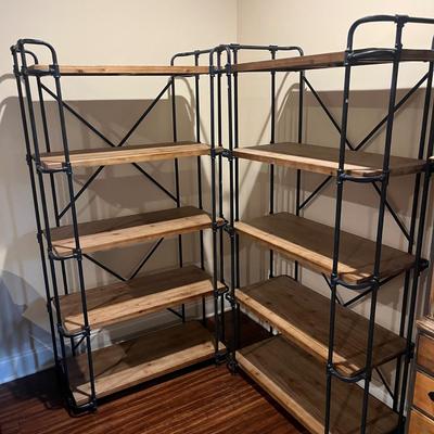 Two Steel & Wood Industrial Style Shelving Units (BLR-MG)