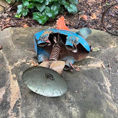 Recycled Metal Rooster Tricycle Planter, Pendulum Stakes & More (BY-RG)