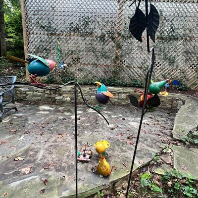 Recycled Metal Rooster Tricycle Planter, Pendulum Stakes & More (BY-RG)