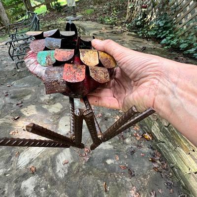 Recycled Metal Rooster Tricycle Planter, Pendulum Stakes & More (BY-RG)