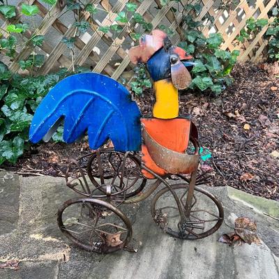 Recycled Metal Rooster Tricycle Planter, Pendulum Stakes & More (BY-RG)
