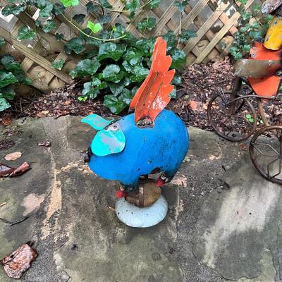 Recycled Metal Rooster Tricycle Planter, Pendulum Stakes & More (BY-RG)