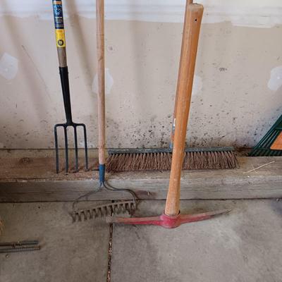YARD TOOLS PLUS A PUSH BROOM