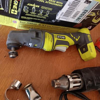 PROJECT KIT, HEAT GUN AND RYOBI CORDLESS MULTI TOOL (NO BATTERY OR CHARGER)
