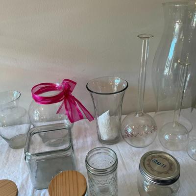 Assorted Clear Glass Jars and Vases (G)