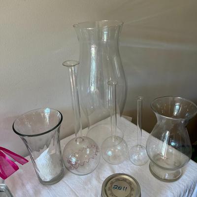 Assorted Clear Glass Jars and Vases (G)