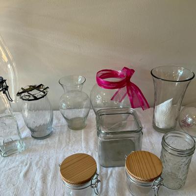 Assorted Clear Glass Jars and Vases (G)