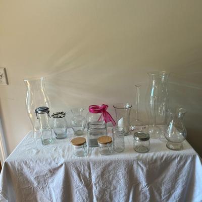 Assorted Clear Glass Jars and Vases (G)