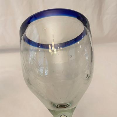 Artisan Blown Blue-Rimmed Drinkware (K-SS)