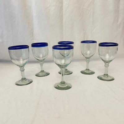Artisan Blown Blue-Rimmed Drinkware (K-SS)