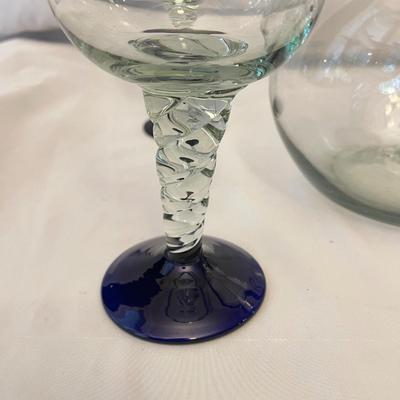 Artisan Blown Blue-Rimmed Drinkware (K-SS)