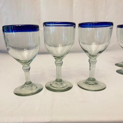 Artisan Blown Blue-Rimmed Drinkware (K-SS)