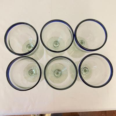 Artisan Blown Blue-Rimmed Drinkware (K-SS)