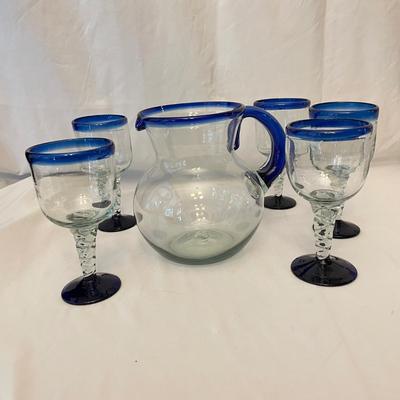 Artisan Blown Blue-Rimmed Drinkware (K-SS)