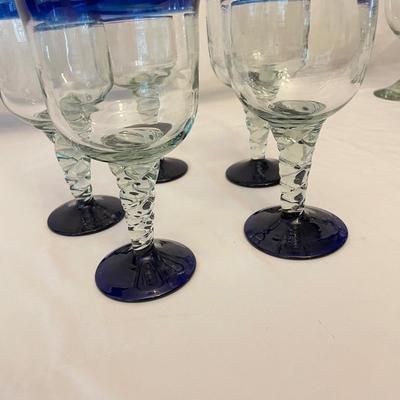 Artisan Blown Blue-Rimmed Drinkware (K-SS)