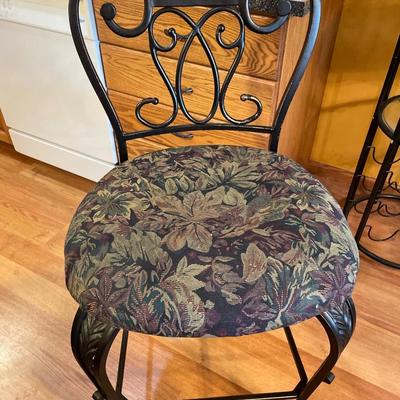 4 bar stools with floral pattern seats