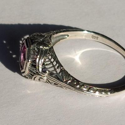 Treated Pink Sapphire Sterling Silver Ring