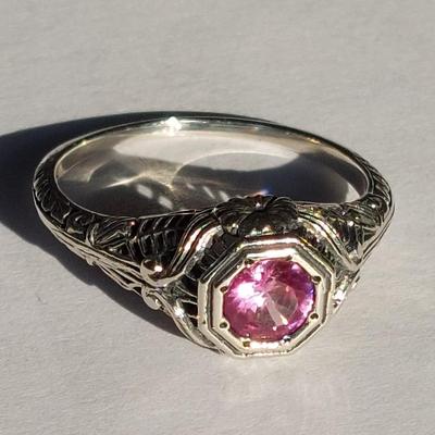 Treated Pink Sapphire Sterling Silver Ring