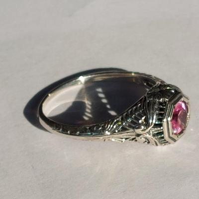 Treated Pink Sapphire Sterling Silver Ring