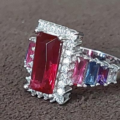 Multi colored gemstone ring