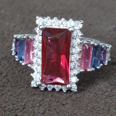 Multi colored gemstone ring
