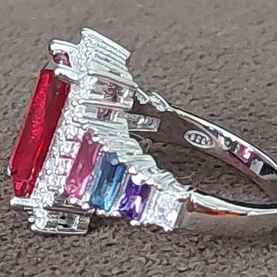 Multi colored gemstone ring