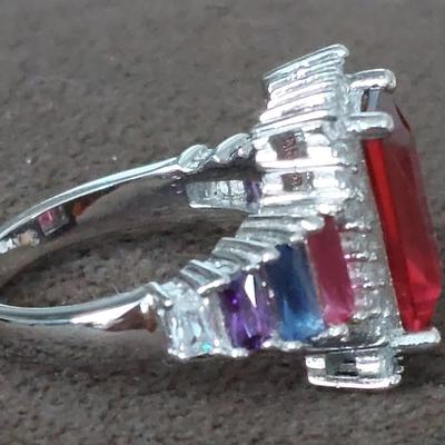 Multi colored gemstone ring