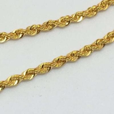 18K Solid Gold Rope Chain Necklace