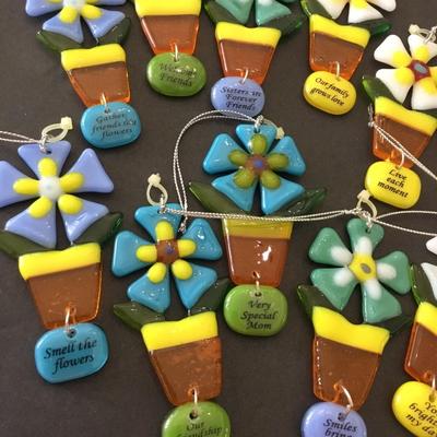 14 Mosaic Stained glass , flower, charm life made of miracles / Christmas tree ornaments