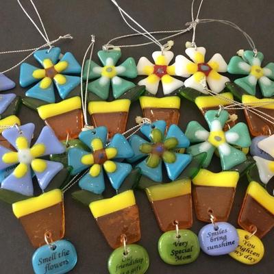 14 Mosaic Stained glass , flower, charm life made of miracles / Christmas tree ornaments