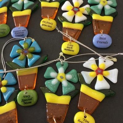 14 Mosaic Stained glass , flower, charm life made of miracles / Christmas tree ornaments